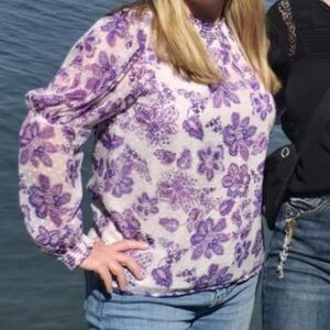 LOFT Purple Floral Blouse